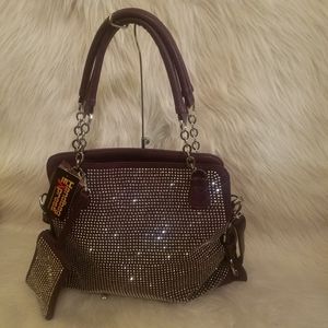PURPLE RHINESTONE COVERED ACCESSORIZED TOTE